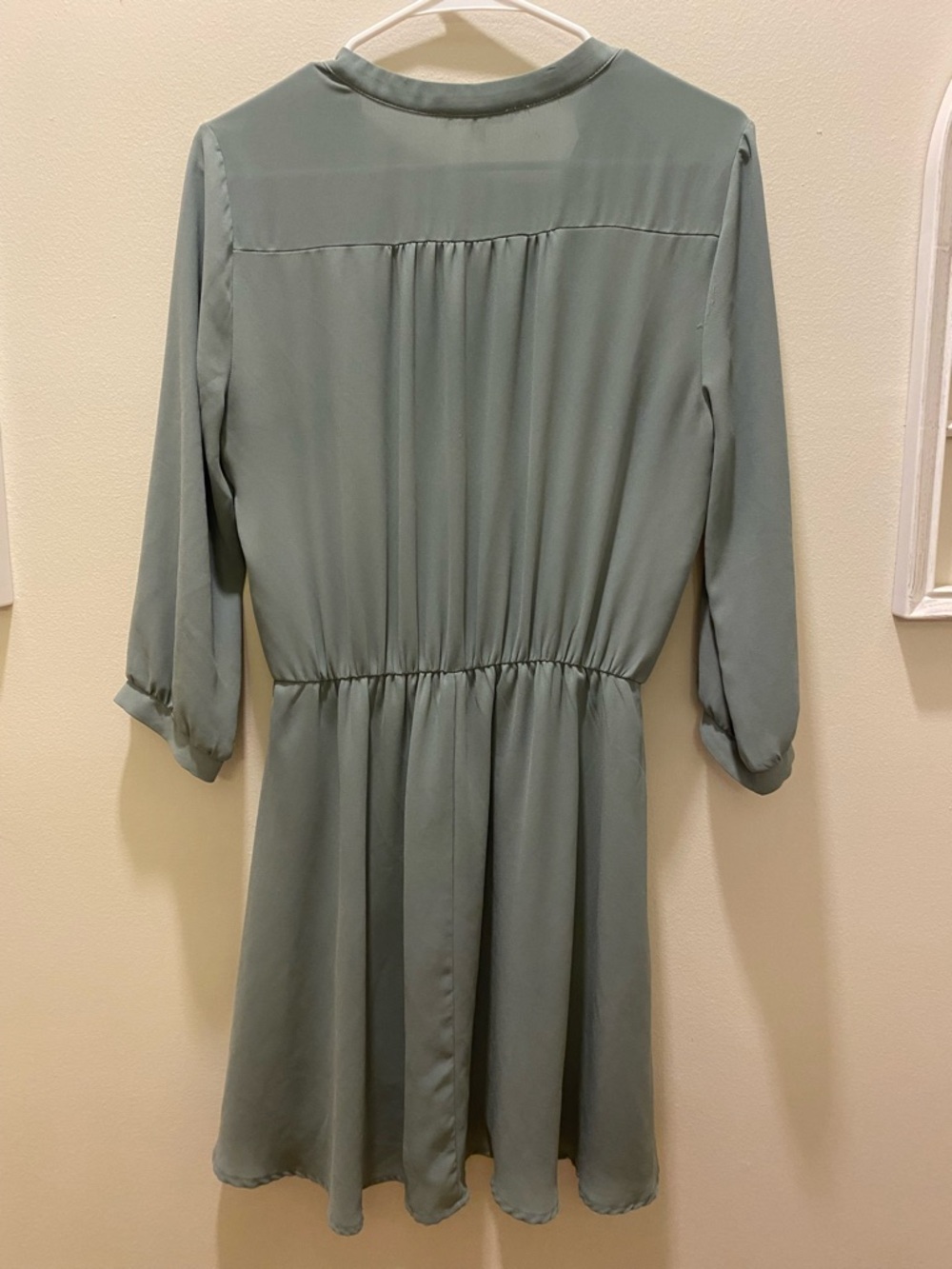 Women's Sage Green Wrap-Front Dress - Picture 6 of 6